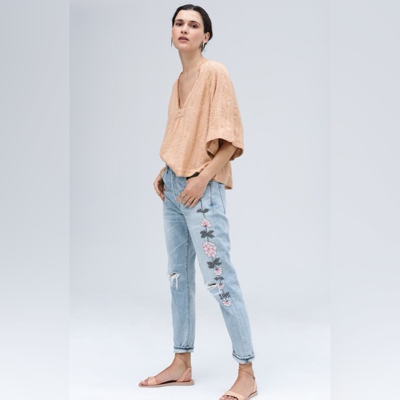 Citizens of Humanity Emerson Slim Jeans Embroidered Distressed Rock On Roses - Picture 1 of 16